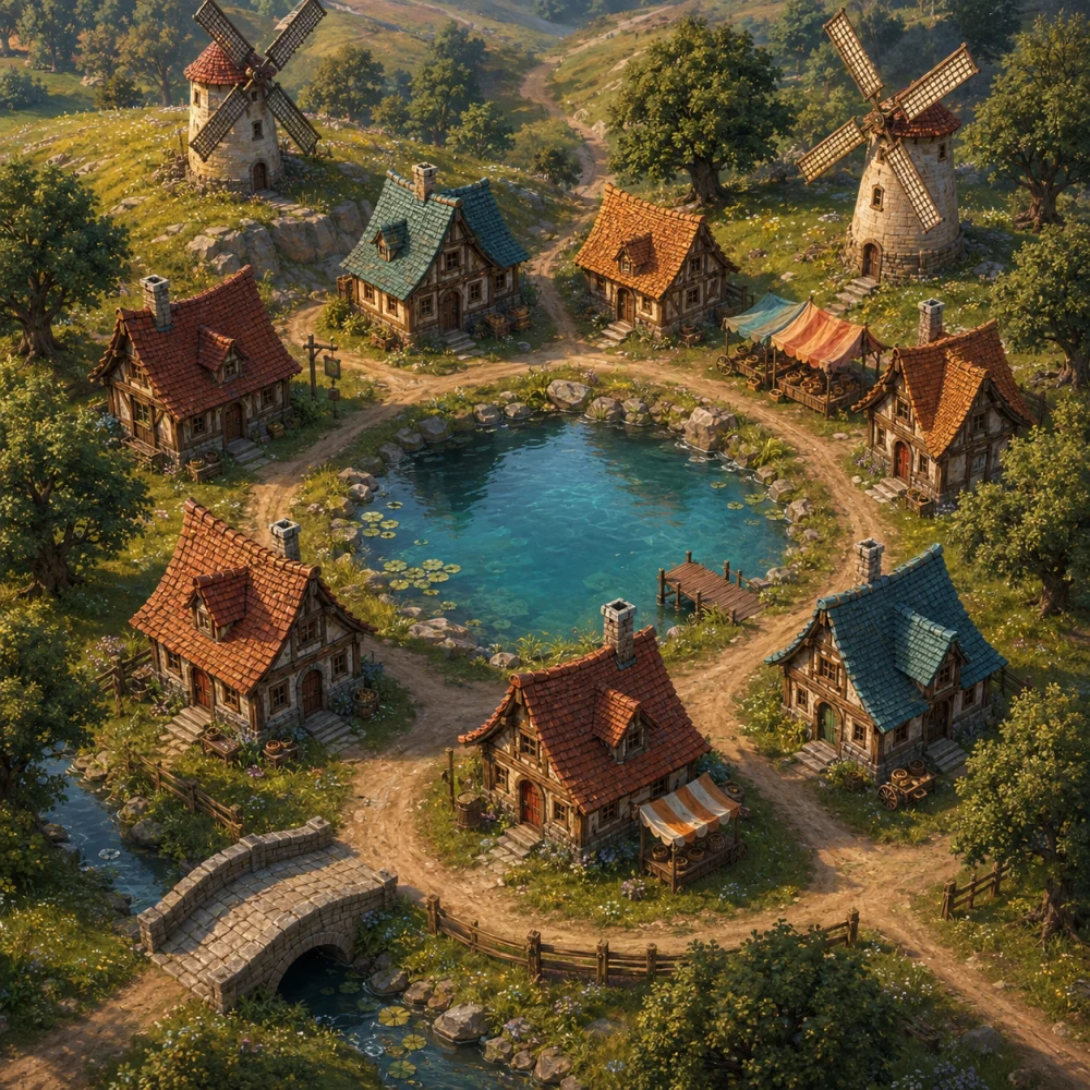 Refined realistic village concept used to guide Willowmere