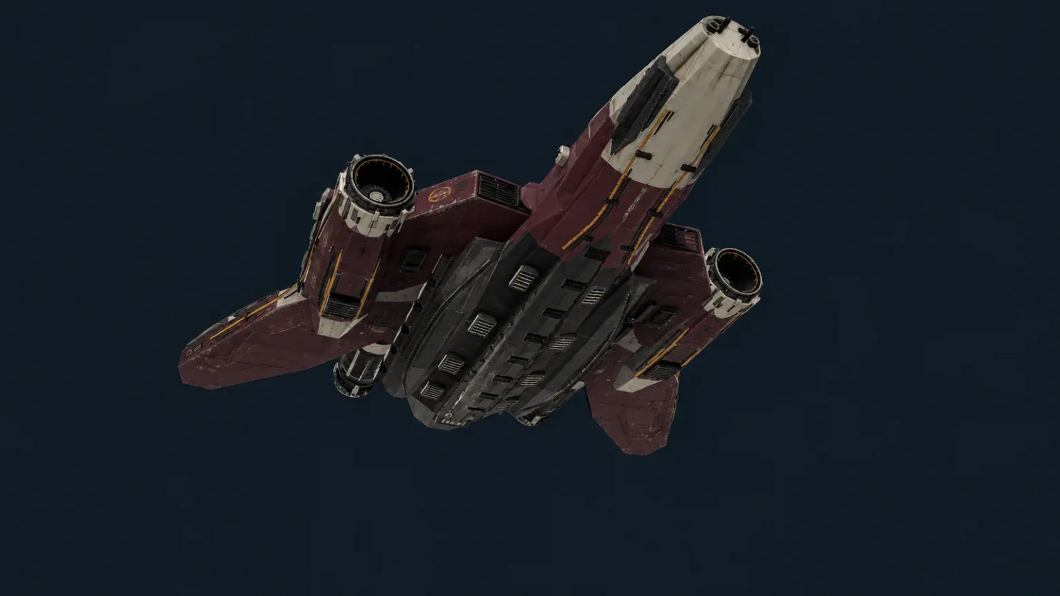 The red craft seen from directly below
