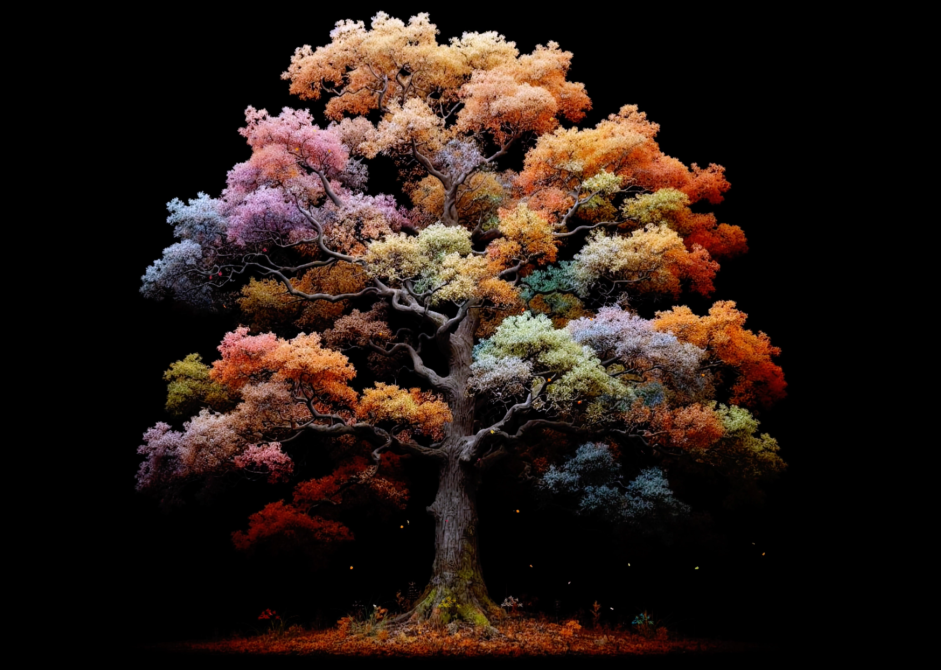 Original multicolored tree reference